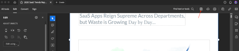 click save and Insert text box in pdf
