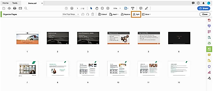 click spit to separate pdf with adobe