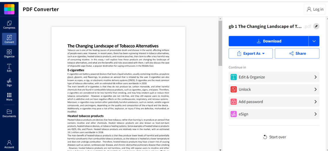 convert pdf with smallpdf