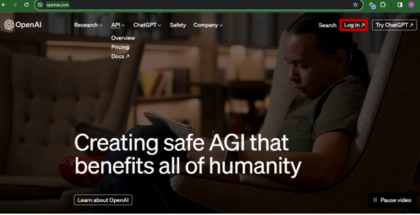 login to open ai website