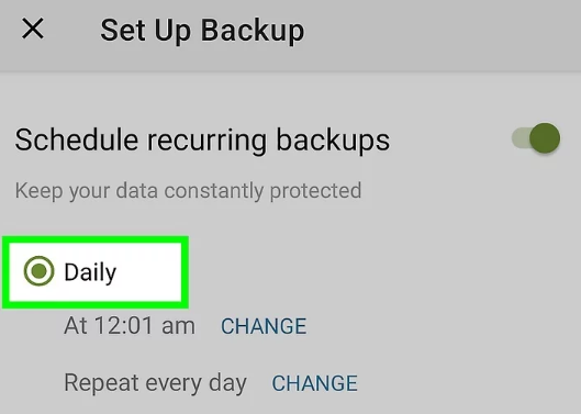 schedule the backup routine