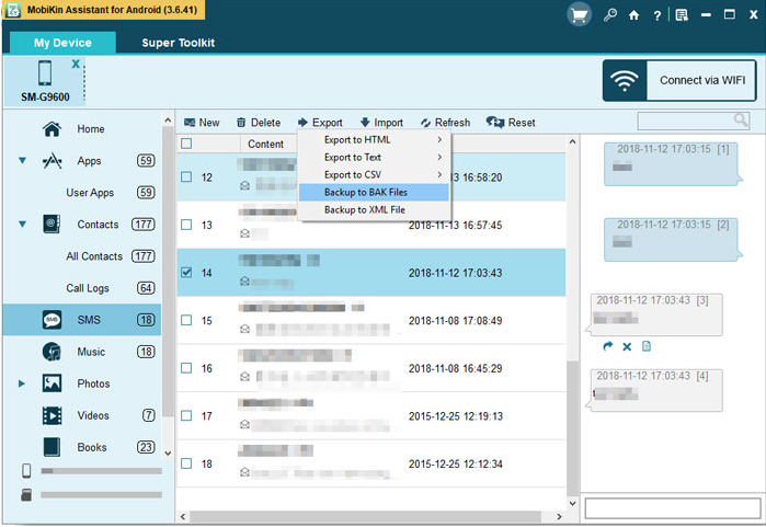 select html to export samsung text messages to pdf