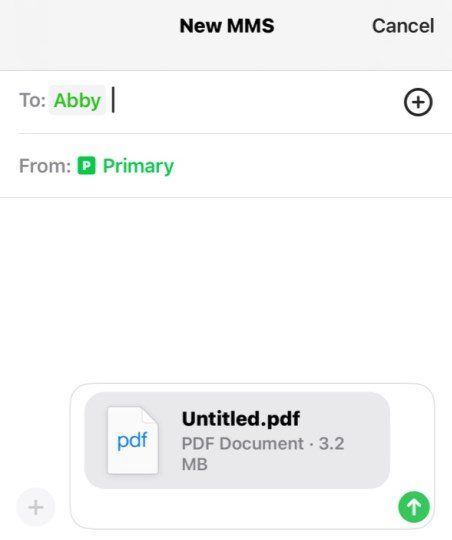 can you text a pdf file on iphone