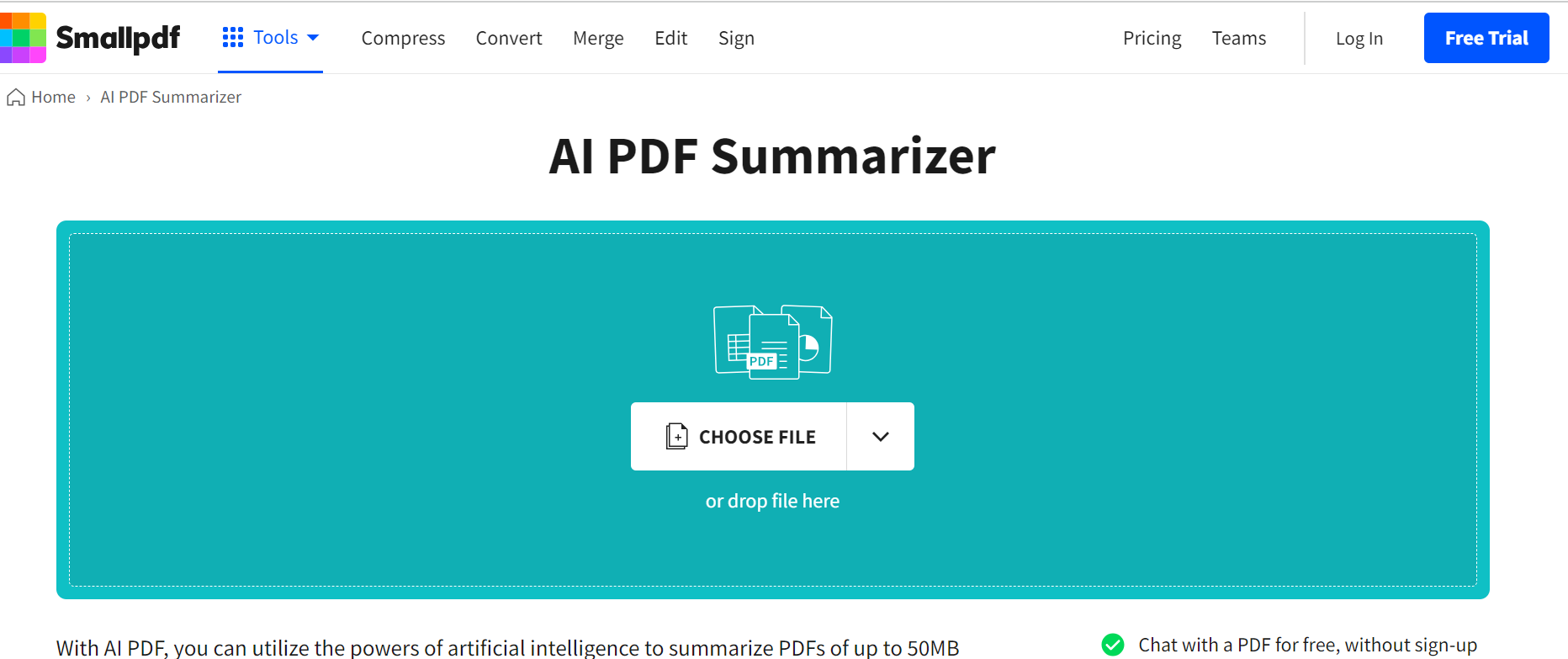 smallpdf ai pdf summarizer 