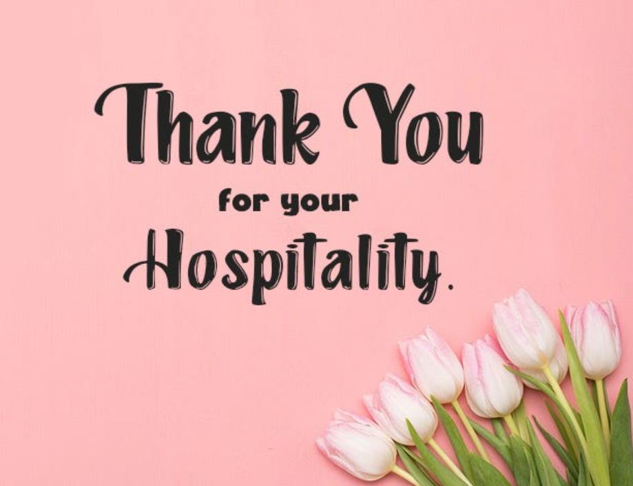 thank you letter for hospitality